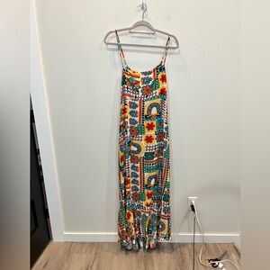 Paper Heart Anthropologie Aztec Sunrise Open Back Maxi Dress Size XL